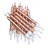 Rose Gold Candles with Holders x12 